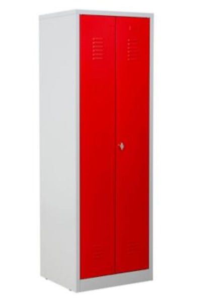 PROREGAL Metallspind Flamingo HxBxT 180 x 60 x 50 cm Vorhängeschloss Grau-Rot