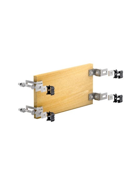 Befestigungsset fuer Terrassendielen aus Holz mit Montageclips und Schrauben
