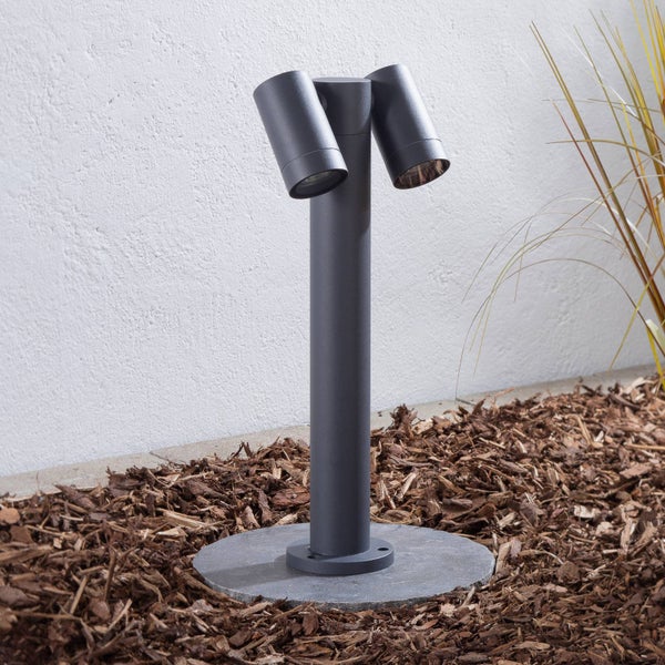 PRIOS Außenleuchte Tulimar (Modern) in Schwarz aus Aluminium (2 flammig, GU10) - Wegeleuchte Pollerleuchte Wegelampe Sockelleuchte
