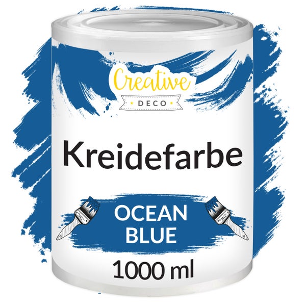 Creative Deco Kreidefarbe Ocean Blue in einer 1000 Milliliter Dose für Möbel und Heimwerkerprojekte.