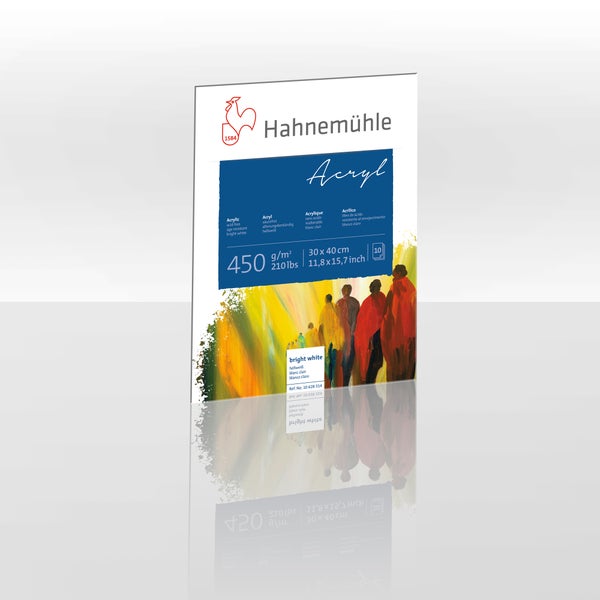 Hahnemühle Acryl Malpapier, 450 Gramm pro Quadratmeter, Format 30 x 40 Zentimeter, Packung mit 10 Blatt