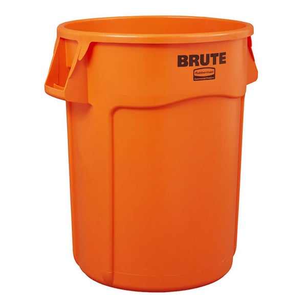 PROREGAL Rubbermaid Brute Runde Mehrzwecktonne Mit Belüftungskanälen 121,1 Liter HxBxT 69,2 x 63,5 x 55,5 cm Aus Widerstandsfähigem Kunststoff Orange