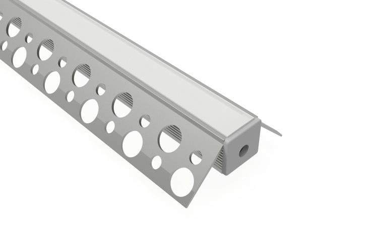 TIVENDIS Led Alu Profil 2 m UZ mit Zubehör für Strip / Streifen bis 10 mm breit | Abdeckung satiniert milchig  |  Einbau Unterputz Deckenleiste Deckenprofil Deckenleisten eloxiert