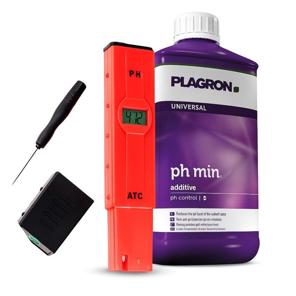 Plagron pH-Min-Additiv, pH-Messgerät und Zubehör