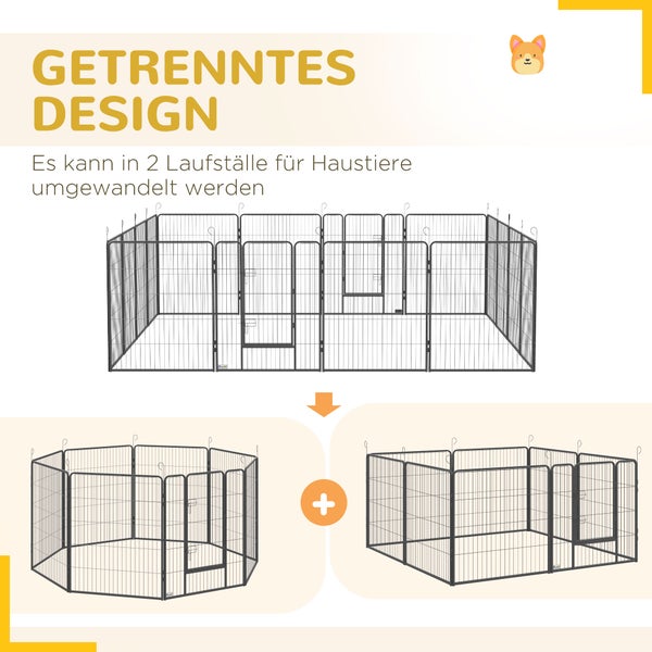 PawHut Freigehege, 320L x 320B x 100H cm, Stahl, Grau