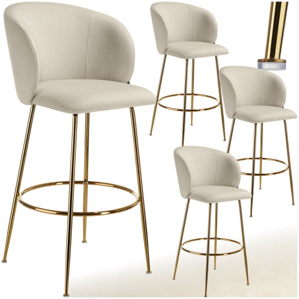 Mehrere Barhocker mit Fußstütze und gepolsterter Sitzfläche