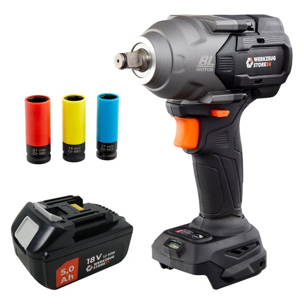 Werkzeug Store24 Akku-Schlagschrauber mit Steckschlüsseln und 18 Volt Akku