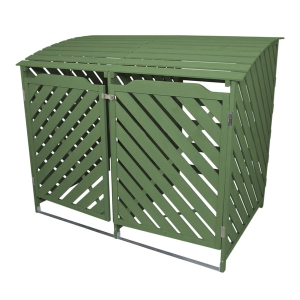 Mülltonnenbox Garten 2er Tonne Holz - Salbeigrün