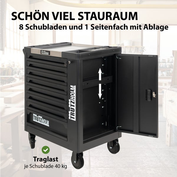 Werkstattwagen 249 tlg. bestückt 97 x 85 x 46 Werkzeugwagen Werkzeugaufbewahrung in schwarz