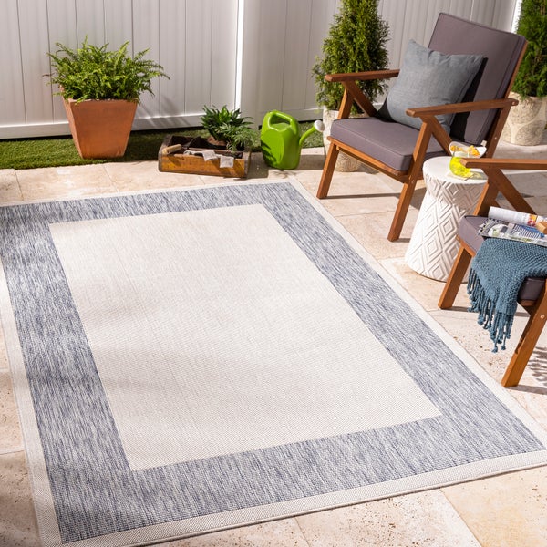 In-/Outdoor-Teppich Blau/Beige 200x275 cm LAYLA
