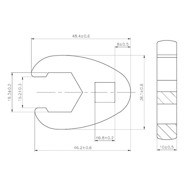 BGS Hahnenfußschlüssel Antrieb Innenvierkant 10 mm (3/8) SW 19 mm - 1756-19