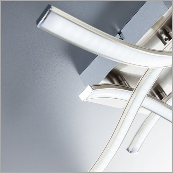 Deckenleuchte 47,5x47,5 cm - 13,6W, 1400lm, LED, warmweiß, matt-nickel