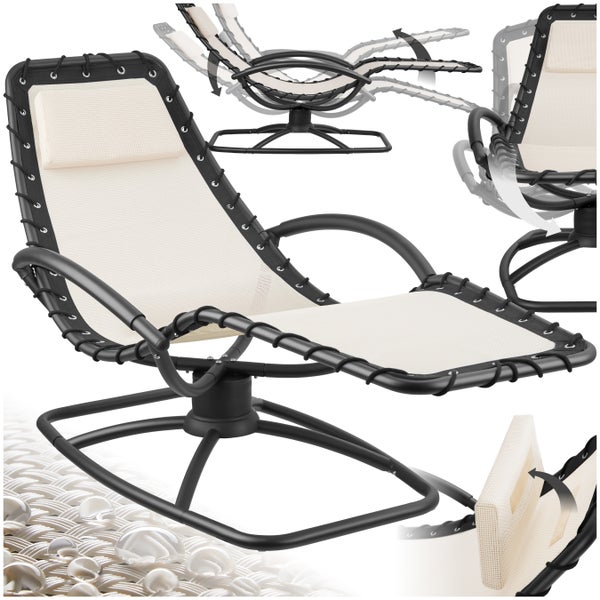 Gartenliege tectake Toulon abnehmbares Kopfpolster ergonomisch, mit Komfort-Schwingbewegung beige