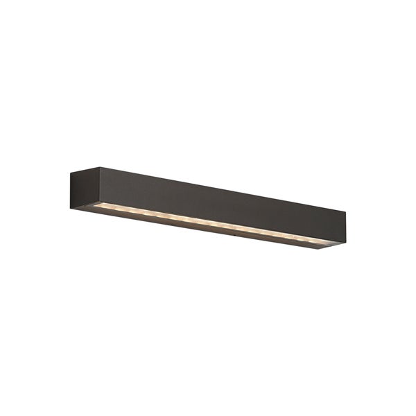 Rechteckige LED-Wandleuchte aus Metall in Anthrazit für den Innenbereich.