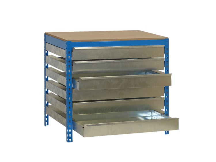 PROREGAL Werkbank Buffalo mit Schubfächern HxBxT 84 x 90 x 61 cm Traglast 600 kg Blau