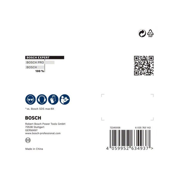 Bosch Expert Kennzeichnung mit Recycling Symbol und Barcode