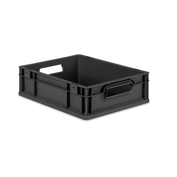Eurobox NextGen Grip, HxBxT 12x30x40cm, 11 Liter, Griffe offen, Schwarz, Eurobehälter, Transportbox, Transportbehälter, Stapelbehälter