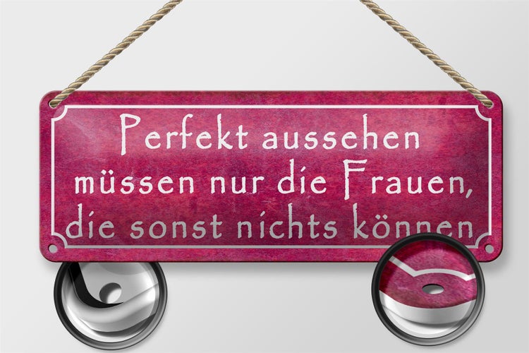 Blechschild Spruch 27x10cm Perfekt aussehen müssen nur Frauen die nichts können