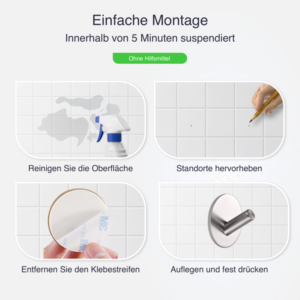 Eavy Handtuchhaken Edelstahl Silber Selbstklebend 2er Pack