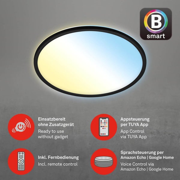 LED Panel dimmbar Smart WiFi Bluetooth CCT 22 W schwarz Kunststoff Briloner