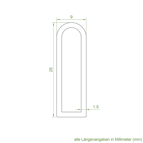 Technische Zeichnung mit Maßangaben in Millimeter