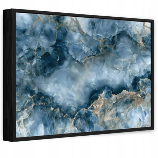 Wandbild mit abstrakter Marmor Optik und einem schmalen Rahmen