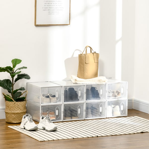 HOMCOM Modulares Regalsystem mit 8 Fächern, Steckregal, 25 cm x 35 cm x 19 cm, Transparent