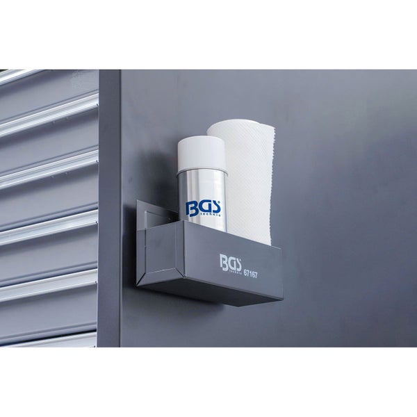 BGS technic Spraydosen- und Rollenhalter an Werkstattwand