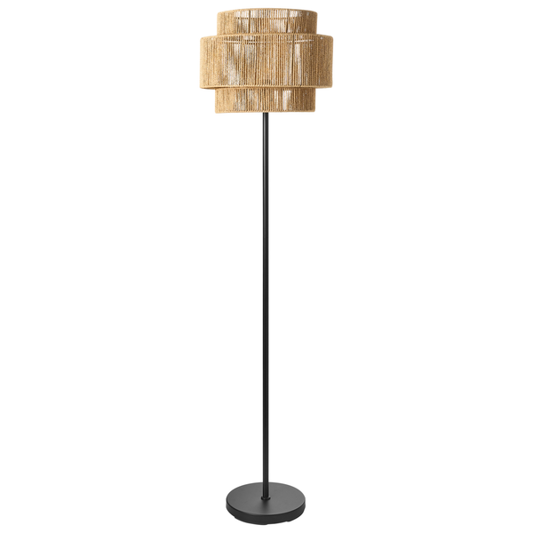 Stehlampe mit dreistufigem Lampenschirm und Metallfuß
