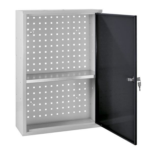 PROREGAL Werkzeugwandschrank mit Tür + 1 Fachboden | HxBxT 75x50x20cm | Lichtgrau/Anthrazitgrau