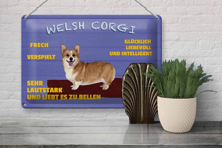 Blechschild Spruch 30x20cm Welsh Corgi Hund frech verspielt