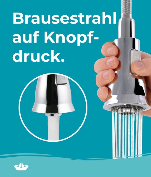 Calmwaters® Premium Spiralfederarmatur, 360° flexible Küchenarmatur mit Brause, Wasserhahn Küche Geschirrbrause, 12PZ3545