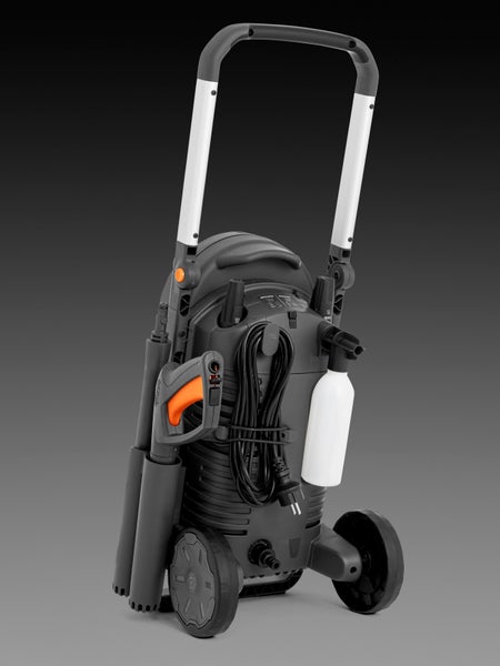 Hochdruckreiniger mit Rädern und Sprühflasche
