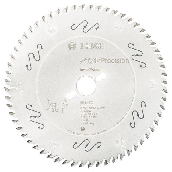 Bosch Kreissägeblatt Top Precision Best for Wood, 250 x 30 x 3,2 mm, 60 - 2608642112