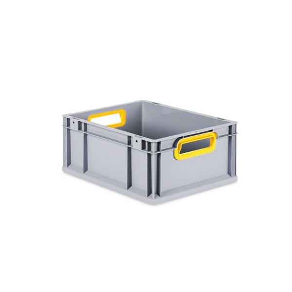 PROREGAL Spar Set 5x Eurobox Nextgen Color Mit Auflagedeckel & Schiebeschnappverschlüsse HxBxT 17 x 30 x 40 cm Griffe Gelb Offen Glatter Boden