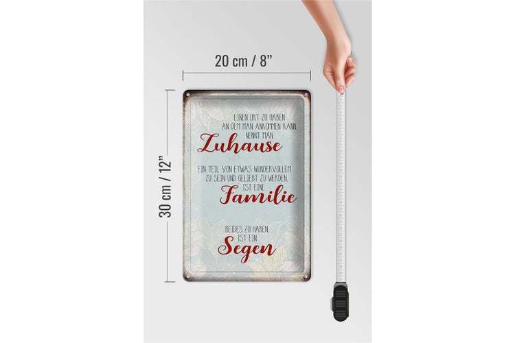 Blechschild Spruch 20x30cm Zuhause Familie Segen Schild