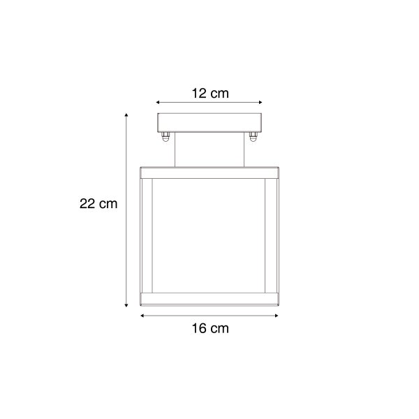 Technische Zeichnung einer Leuchte mit Abmessungen: Höhe 22 Zentimeter, Breite 16 Zentimeter und Halterung 12 Zentimeter.