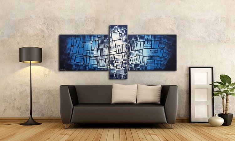 Das Wohnzimmerbild -Underwater Lights- 190x90x2 cm handgemaltes Unikat