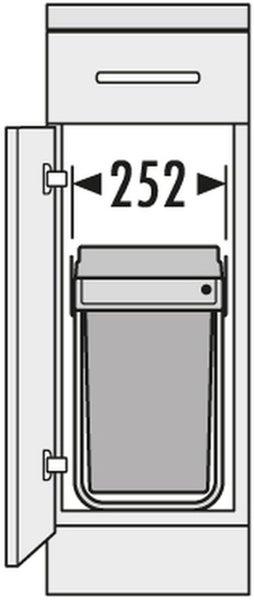 Einbaueimer mit einer Breite von 252 Millimeter in einem Küchenschrank
