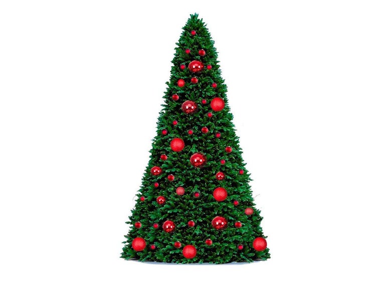 Künstlicher Weihnachtsbaum mit festlichem Schmuck