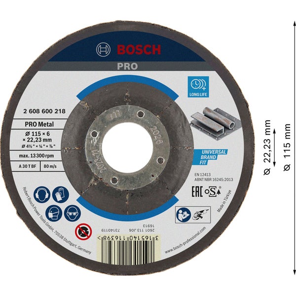 Bosch PRO Metal Schleifscheibe 115 x 6 x 22,23 mm - 2608600218