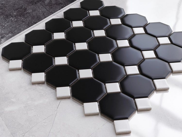 Keramikmosaik auf Netz für Bad oder Küche 29.3cm x 29.3cm - Tetris castle