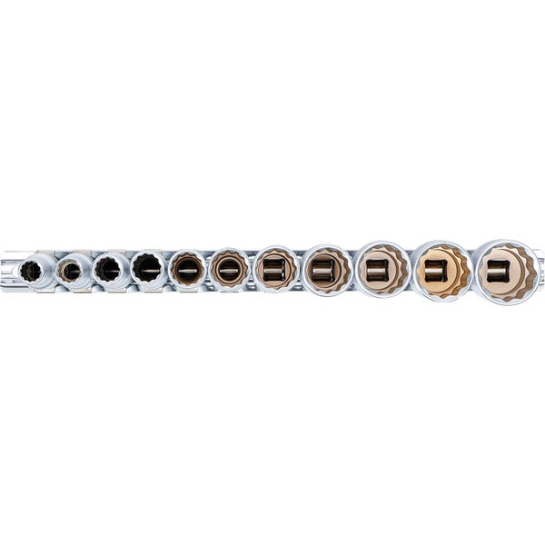 BGS Steckschlüssel-Einsatz-Satz Zwölfkant, tief Antrieb Innenvierkant 10 mm (3/8) Zollgrößen 11tlg. - 6859