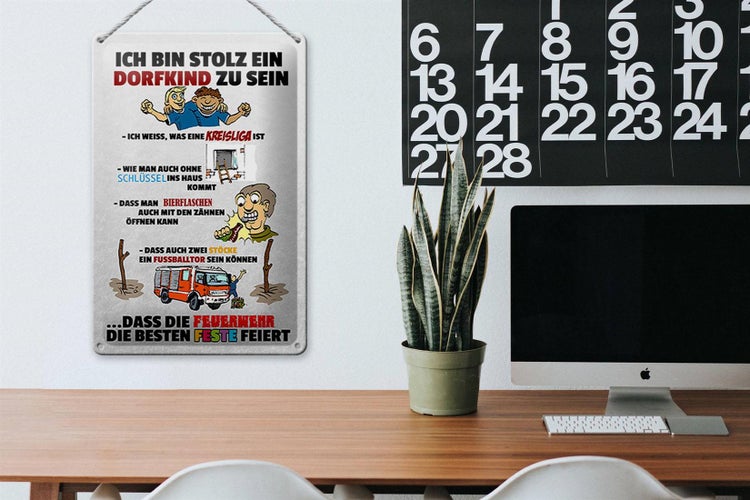 Blechschild Spruch 20x30cm Stolz Dorfkind zu sein