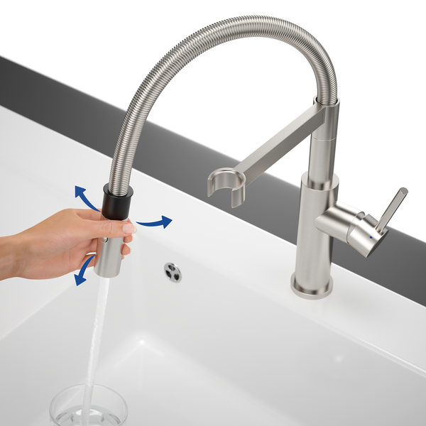 Villeroy & Boch Küchenarmatur Steel Expert 2.0, Hochdruck-Armatur, Umschaltfunktion, wassersparend, Edelstahl massiv