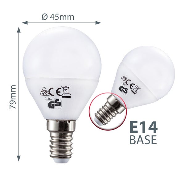 LED Glühbirne E14 5er Set - 4,9W, 470lm, 3000K warmweiß, weiß