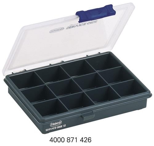 raaco Sortimentskasten B 175 x T 143 x H 32 mm 12 Fächer transparent / dunkelblau - 136143