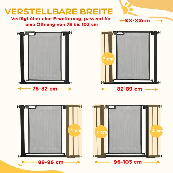 PawHut Türschutzgitter, 75-103L x 2B x 76H cm, Stahl, ABS, Schwarz