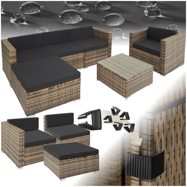 Gartenmöbel-Set aus Rattan mit Sofa, Sesseln, Hocker und Tisch