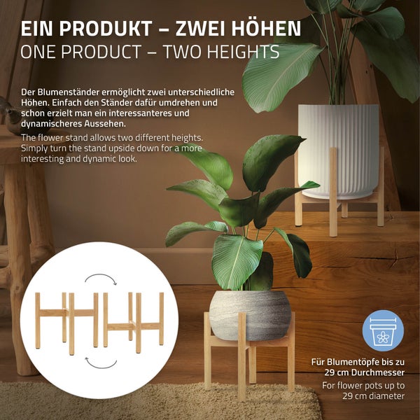 ML-Design 3er Set Blumenständer Braun aus Holz 25x25x30 cm, für Blumentöpfe bis 29 cm, robust, Pflanzenständer Blumentopfständer Blumenhocker Blumentopfhalter Deko Blumenregal Zimmerecke Pflanzenregal